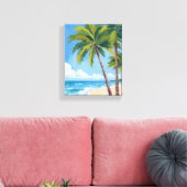 Palmenstrand | Tropischer Wasserfarben blauer Himm Leinwanddruck (Insitu (Wohnzimmer))