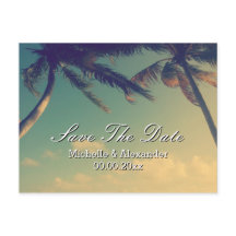 Palmenstrandhochzeit Save the Date Postkarten
