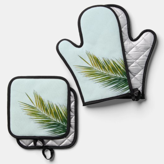 Palmenzweig Ofenhandschuh & Topflappen-Set (Vorderseite/Rückseite)