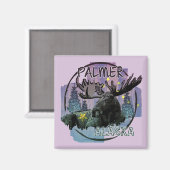 Palmer Alaska rustikaler Elchmagnet Magnet (Vorderseite/Rückseite)