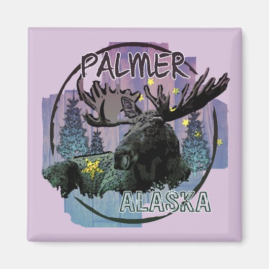 Palmer Alaska rustikaler Elchmagnet Magnet (Vorne)