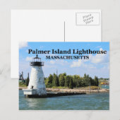 Palmer Island Lighthouse, Massachusetts Postkarte (Vorne/Hinten)