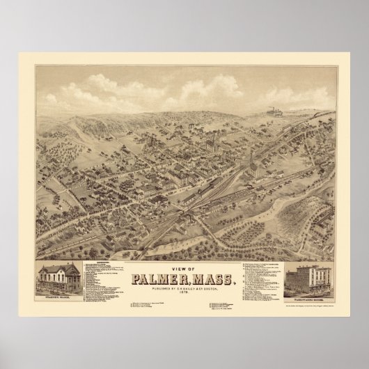 Palmer, MA Panorama Karte - 1879 Poster (Vorne)