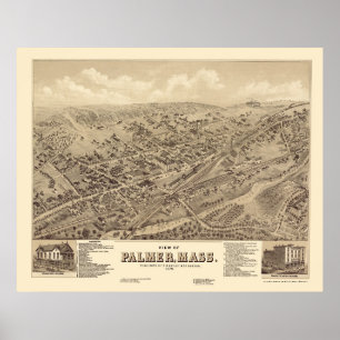 Palmer, panoramische Karte MAs - 1879 Poster