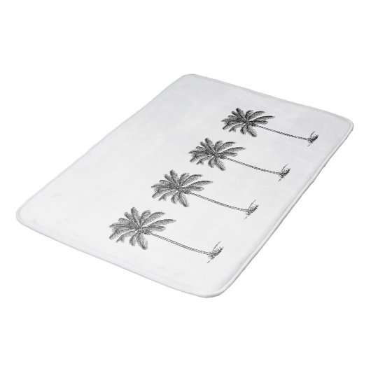 Palmetto-Bäume in Schwarz und Weiß Badematte (Schrägansicht)