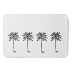 Palmetto-Bäume in Schwarz und Weiß Badematte
