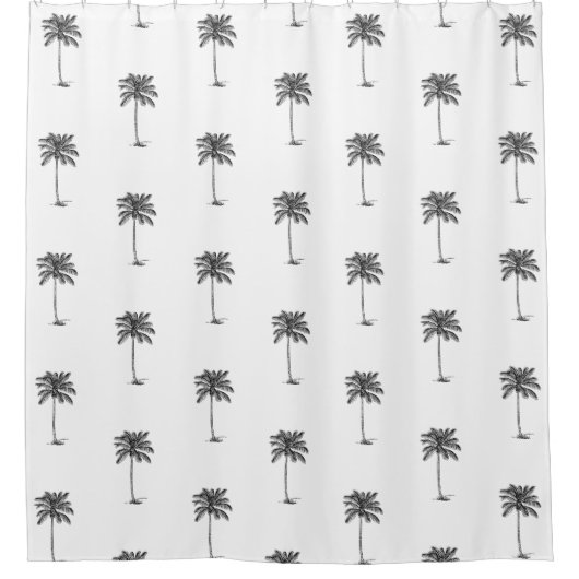 Palmetto-Bäume in Schwarz und Weiß Duschvorhang (Vorderseite)