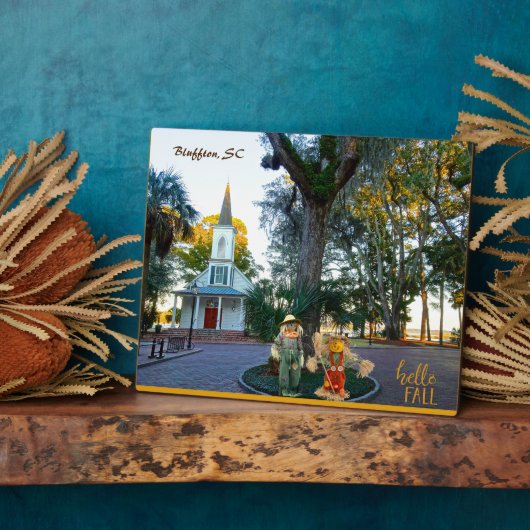 Palmetto Bluff Chapel Bluffton SC Fall Scarecrows Fotoplatte (Seite)