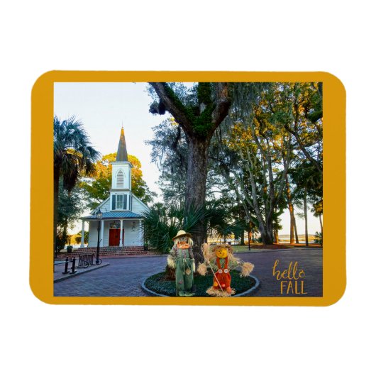 Palmetto Bluff Chapel Bluffton SC Fall Scarecrows Magnet (Horizontal)