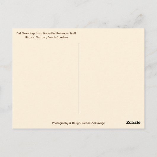 Palmetto Bluff Chapel Bluffton SC Fall Scarecrows Postkarte (Rückseite)