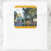 Palmetto Bluff Chapel Bluffton SC Fall Scarecrows Quadratischer Aufkleber (Tasche)