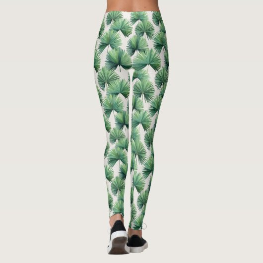 Palmetto Fan Palm Tree Blätter Botanical Tropical Leggings (Rückseite)