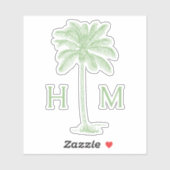 Palmetto Palm Monogram Aufkleber (Blatt)