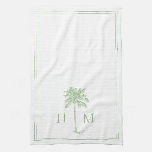 Palmetto Palm Monogram Geschirrtuch (Vertikal)