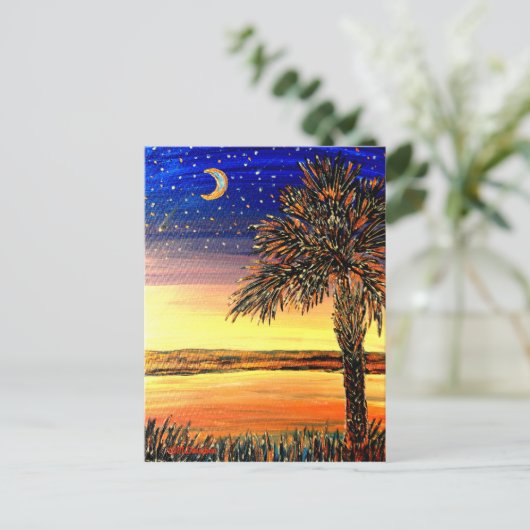 Palmetto Sunset Post Card Postkarte (Stehend Vorderseite)