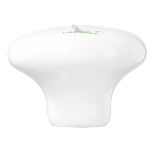 Palmetto Tree Green und White Palm Keramikknauf (Seitenansicht)