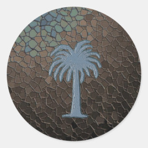 Palmetto Tree Mosaic Gray Sticker