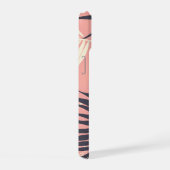 palmfarbene Blätter hellrosa personalisierte Monog iPhone 15 Hülle (Rechte Seite)
