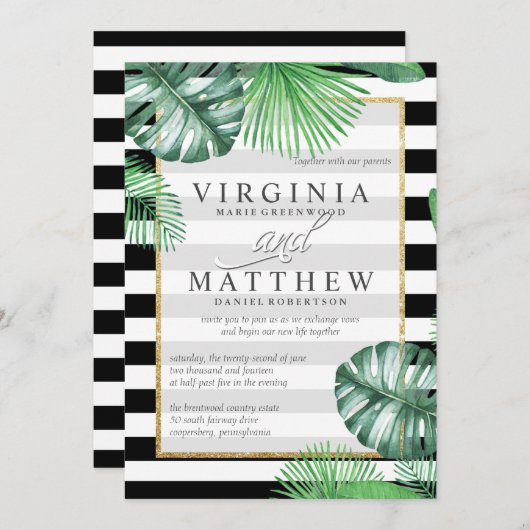 Palmfeffer Hochzeitseinladung Einladung (Vorne/Hinten)