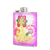 Palmflasche im Stile eines rosa Hippie Flachmann (Links)