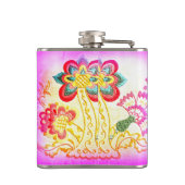 Palmflasche im Stile eines rosa Hippie Flachmann (Rückseite)