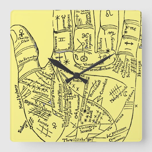 Palmistry 1671 quadratische wanduhr (Vorderseite)