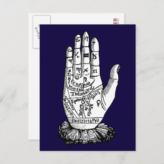 Palmistry Chart 1885 Postkarte (Vorne/Hinten)