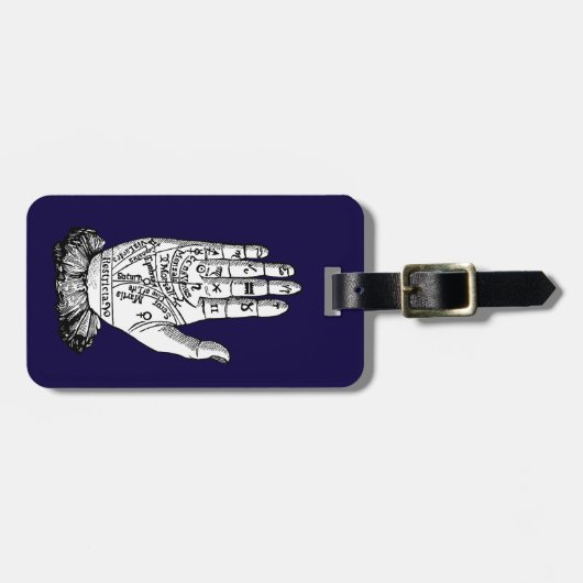 Palmistry-Diagramm, 1885 Gepäckanhänger (Vorderseite horizontal)