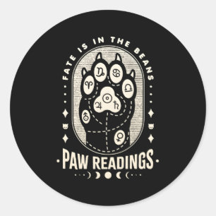 Palmistry Kawaii Cat Paw Palm Reading Psychische L Runder Aufkleber