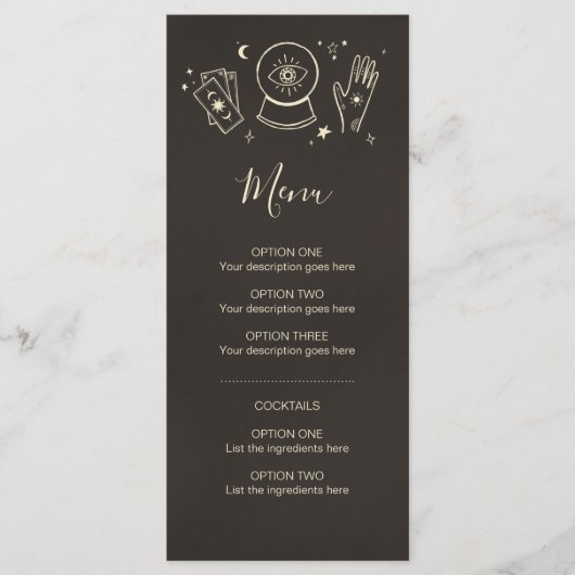 Palmistry Witchcraft Halloween-Party Cocktail Menü Menükarte (Vorderseite)