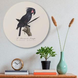 Palmkakadu, Probosciger aterrimus Papagei, retro Große Wanduhr