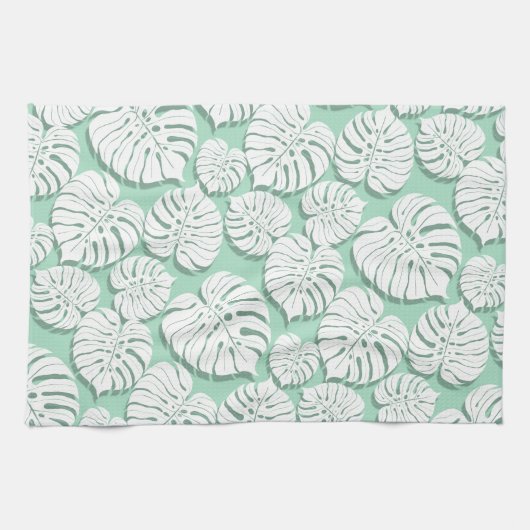 Palmmonstera nahtloses Muster 3 Geschirrtuch (Horizontal)