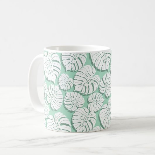 Palmmonstera nahtloses Muster 3 Kaffeetasse (Vorderseite Links)