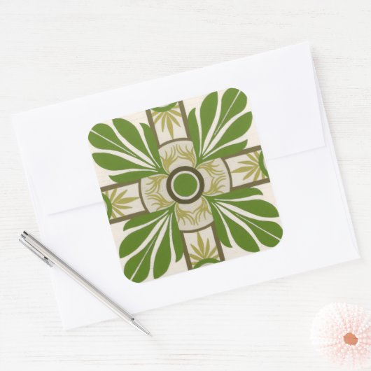 Palmmotif I Quadratischer Aufkleber (Umschlag)