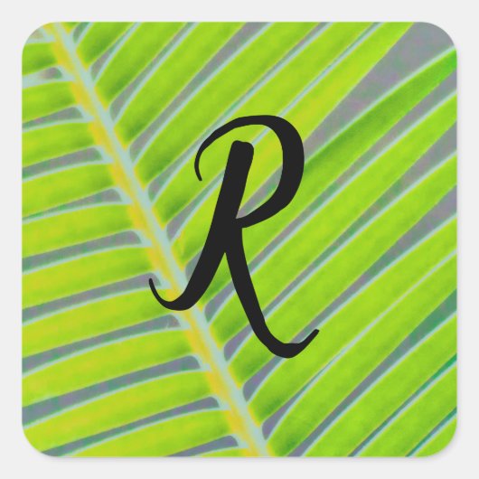 Palmmuster Quadratischer Aufkleber (Vorderseite)