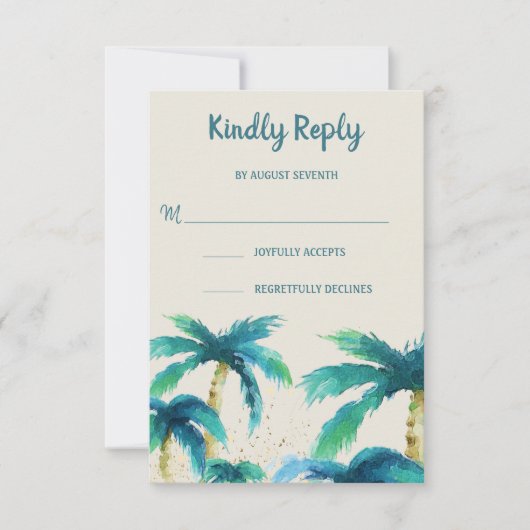 Palmparadies | RSVP-Karte für tropische Hochzeiten RSVP Karte (Vorderseite)