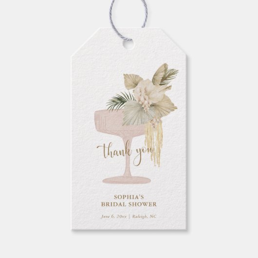 Palms and Prosecco Brautparty Vielen Dank Geschenkanhänger (Vorderseite)