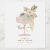 Palms and Prosecco Brautparty Vielen Dank Weinetikett (Einzelnes Label)