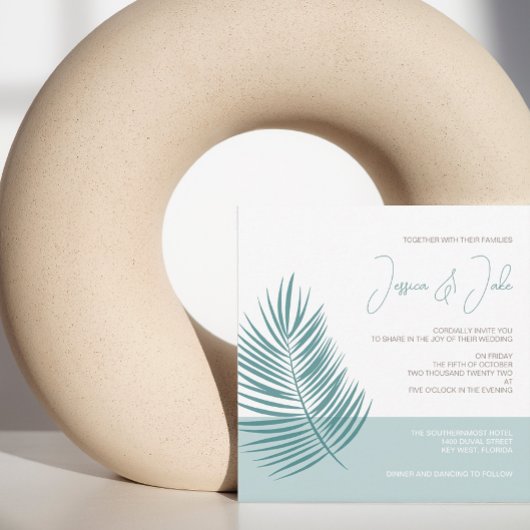 Palms Aqua ・ Hübsche Küste Moderne Hochzeit Einladung