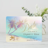 Palms Beach Seashells Hochzeit speichern das Datum Save The Date (Stehend Vorderseite)