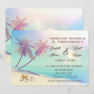 Palms Beach Seashells Wedding Einladung