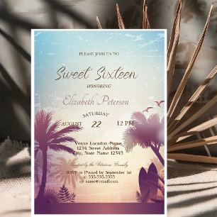 Palms Beach Surfboard Sweet 16 Party Einladung