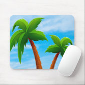 Palms Blue Sky Elegantes modernes tropisches Templ Mousepad (Mit Mouse)
