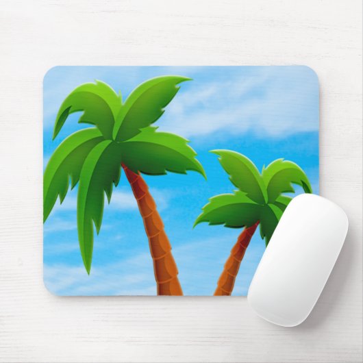 Palms Blue Sky Elegantes modernes tropisches Templ Mousepad (Mit Mouse)