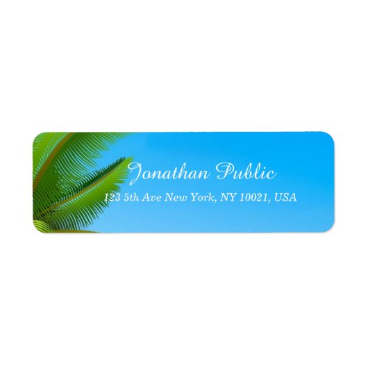 Palms Blue Sky Moderne elegante Handschrift-Vorlag (Vorne)