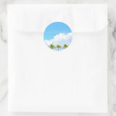 Palms Blue Sky und Wolken Blank Template Runder Aufkleber (Tasche)