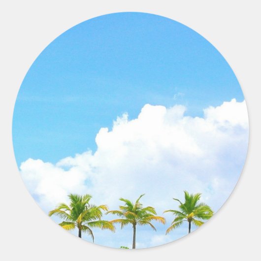 Palms Blue Sky und Wolken Blank Template Runder Aufkleber (Vorderseite)