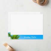 Palms Blue Sky White Clouds Handgeschriebene Vorla Mitteilungskarte (Vorderseite/Rückseite Beispiel)