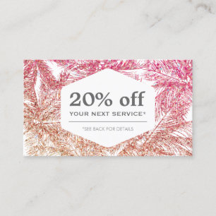 Palms Discount Card Tropical Pink/Bronze Glitzer Rabattkarte