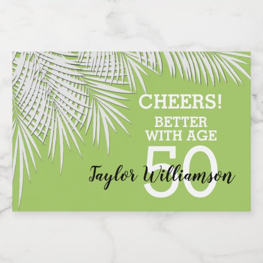Palms Green Birthday Mini Schaumweinetikett (Einzelnes Label)